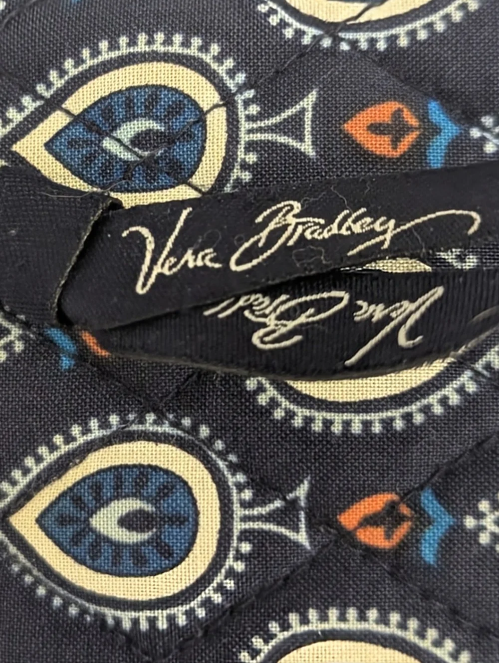 Vera Bradley Navy RFID Turn Lock Wallet Marrakech Motif 5x7" - Picture 6 of 11
